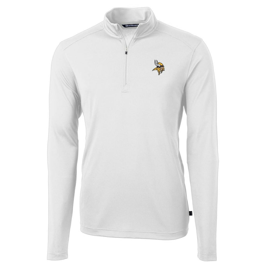 Minnesota Vikings Cutter & Buck Virtue Eco Pique Recycled Quarter-Zip Pullover Jacket - White - NFL
