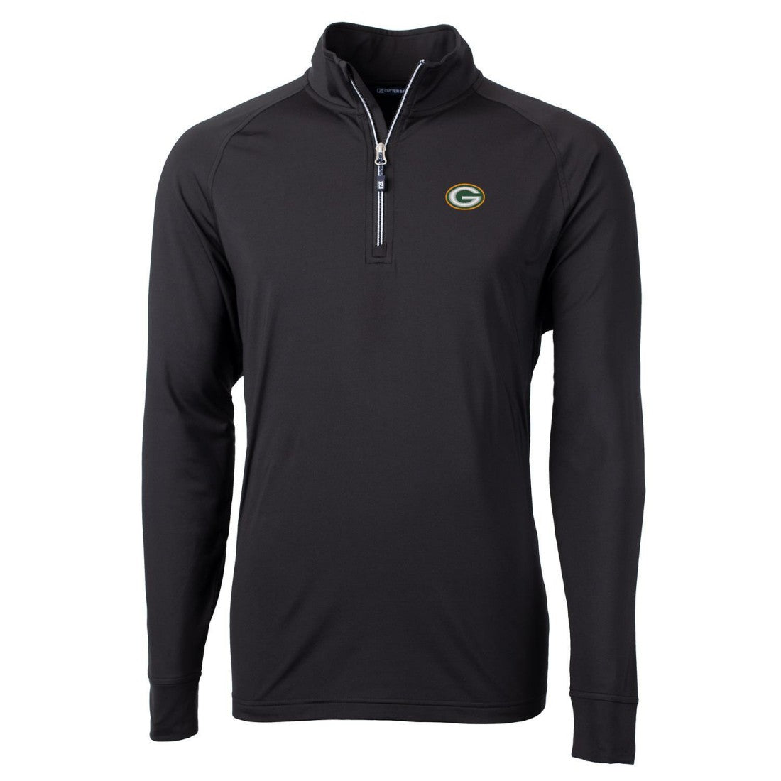 Green Bay Packers Cutter & Buck Big & Tall Adapt Eco Knit Quarter-Zip Pullover Jacket - Black - NFL