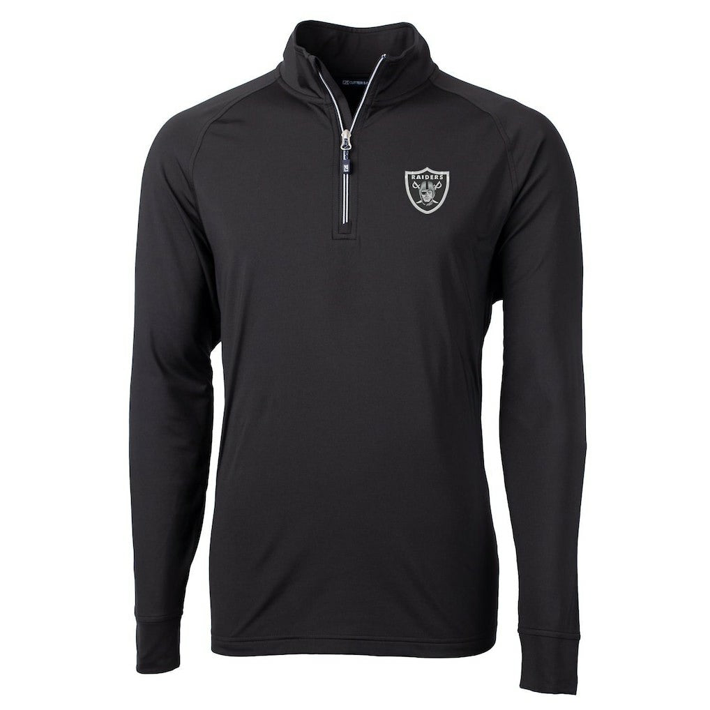Las Vegas Raiders Cutter & Buck Big & Tall Adapt Eco Knit Quarter-Zip Pullover Jacket - Black - NFL
