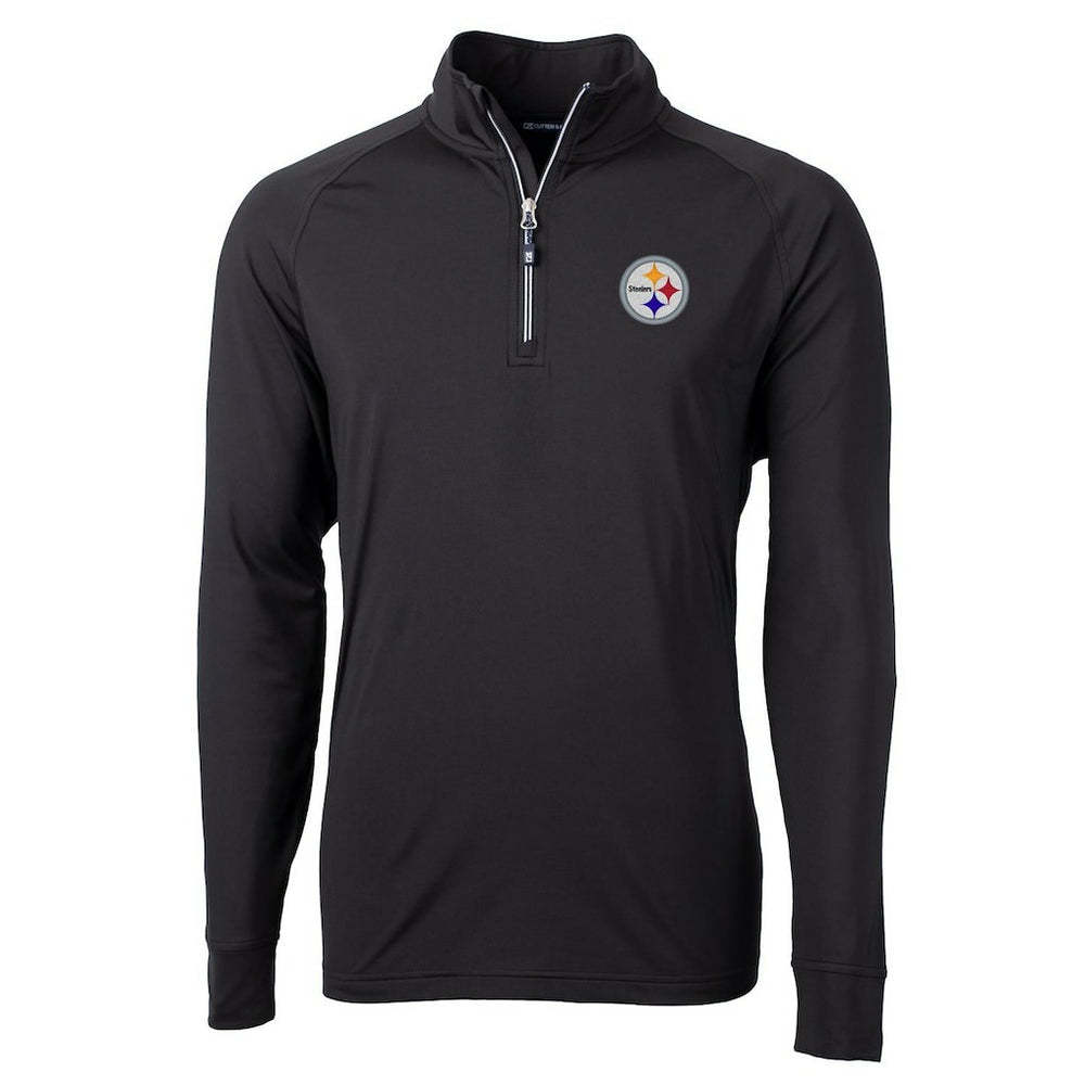 Pittsburgh Steelers Cutter & Buck Big & Tall Adapt Eco Knit Quarter-Zip Pullover Jacket - Black - NFL
