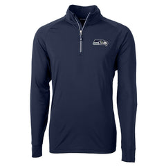 Seattle Seahawks Cutter & Buck Big & Tall Adapt Eco Knit Quarter-Zip Pullover Jacket - College Navy - NFL