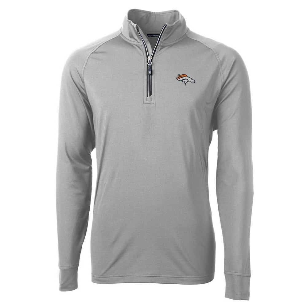 Denver Broncos Cutter & Buck Big & Tall Adapt Eco Knit Quarter-Zip Pullover Jacket - Gray - NFL