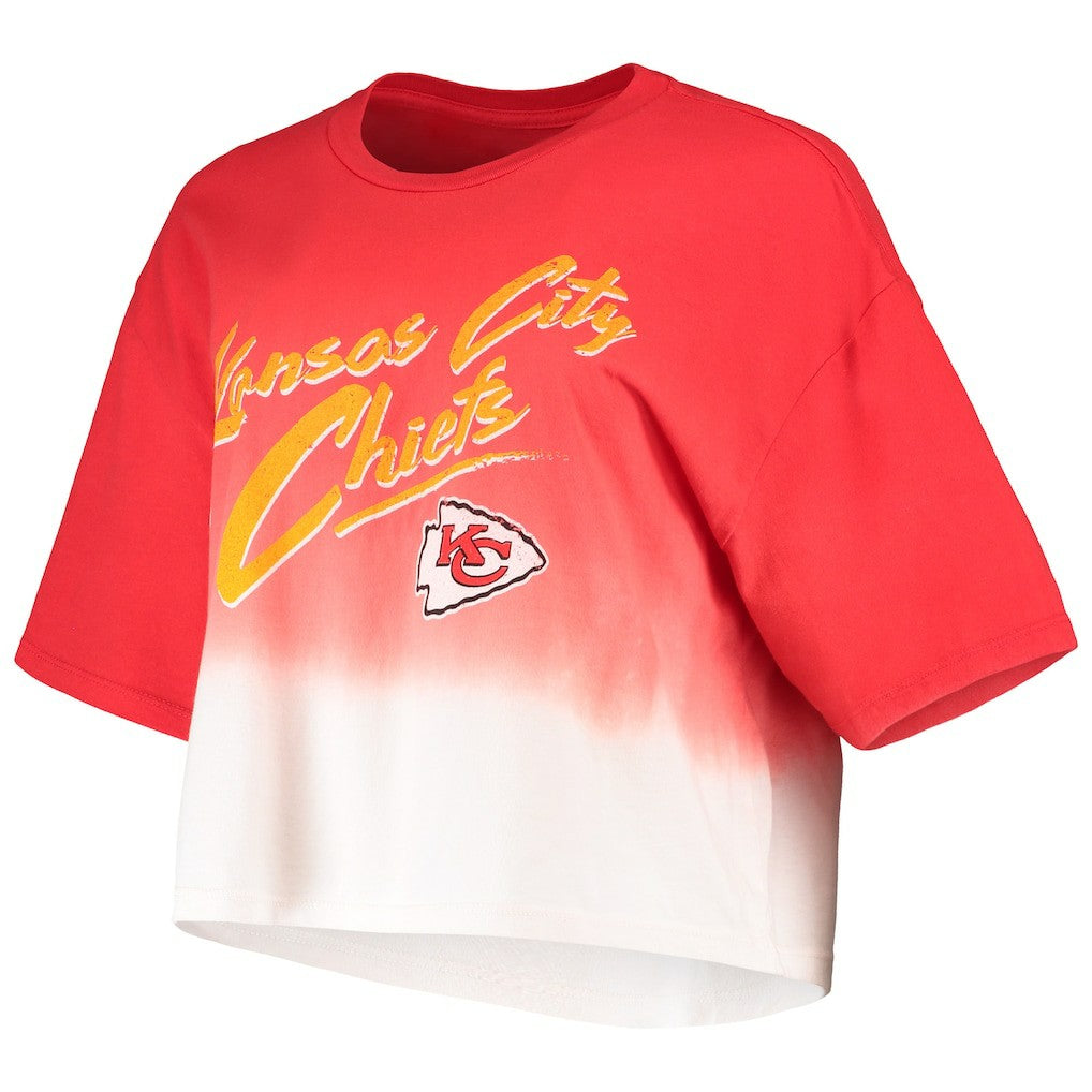 Patrick Mahomes Kansas City Chiefs Majestic Threads Women's Dip-Dye Player Name & Number Crop Top - Red/White - NFL