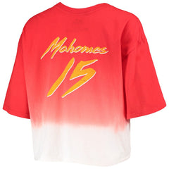 Patrick Mahomes Kansas City Chiefs Majestic Threads Women's Dip-Dye Player Name & Number Crop Top - Red/White - NFL