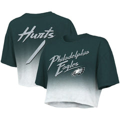 Jalen Hurts Philadelphia Eagles Majestic Threads Women's Dip-Dye Player Name & Number Crop Top - Green/White - NFL