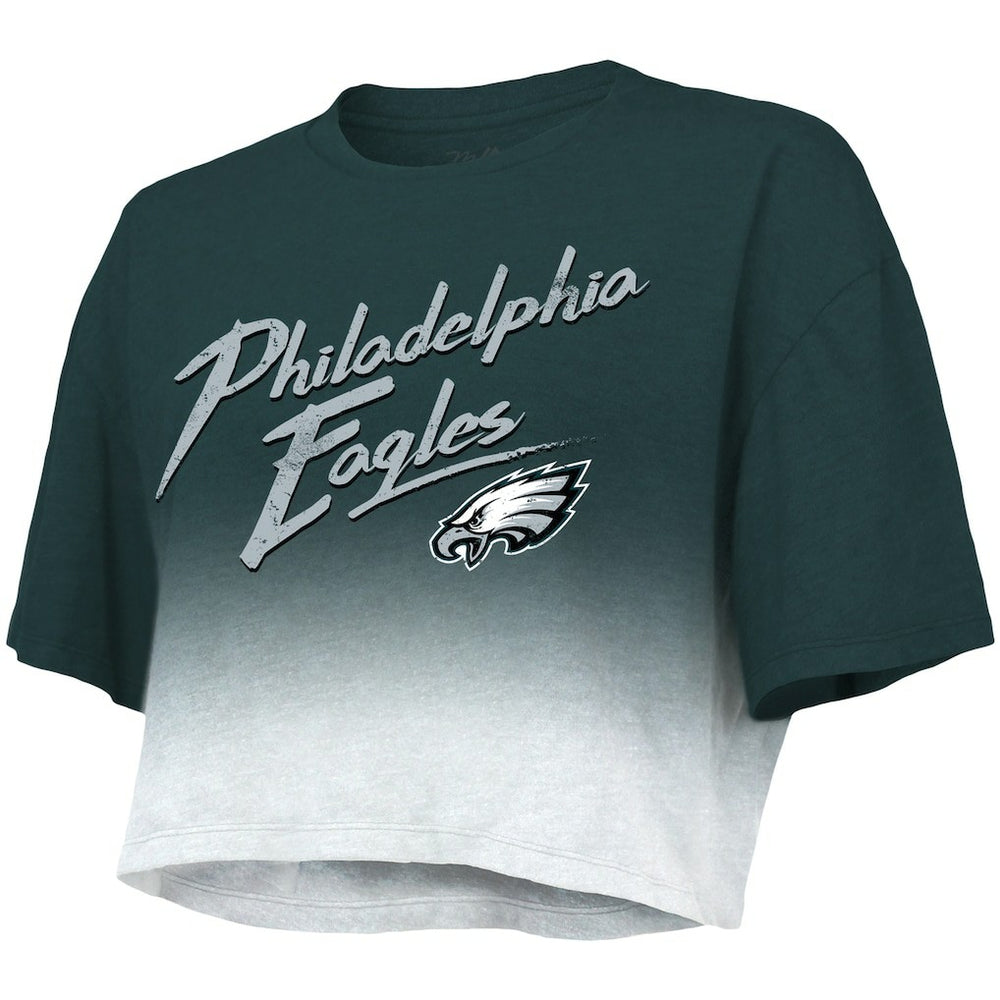Jalen Hurts Philadelphia Eagles Majestic Threads Women's Dip-Dye Player Name & Number Crop Top - Green/White - NFL