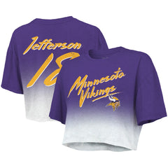 Justin Jefferson Minnesota Vikings Majestic Threads Women's Dip-Dye Player Name & Number Crop Top - Purple/White - NFL