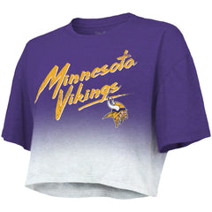 Justin Jefferson Minnesota Vikings Majestic Threads Women's Dip-Dye Player Name & Number Crop Top - Purple/White - NFL