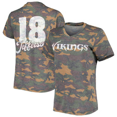 Justin Jefferson Minnesota Vikings Women's Name & Number Tri-Blend V-Neck T-Shirt - Camo - NFL