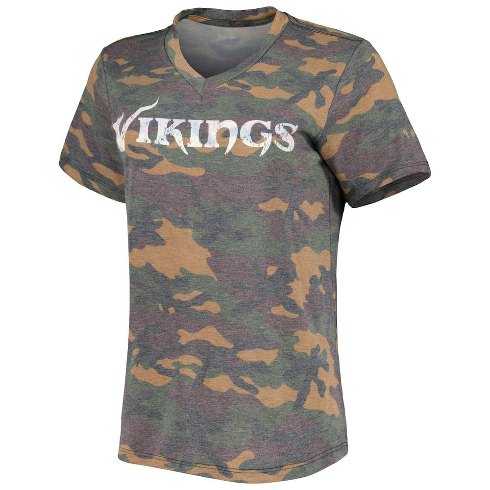 Justin Jefferson Minnesota Vikings Women's Name & Number Tri-Blend V-Neck T-Shirt - Camo - NFL