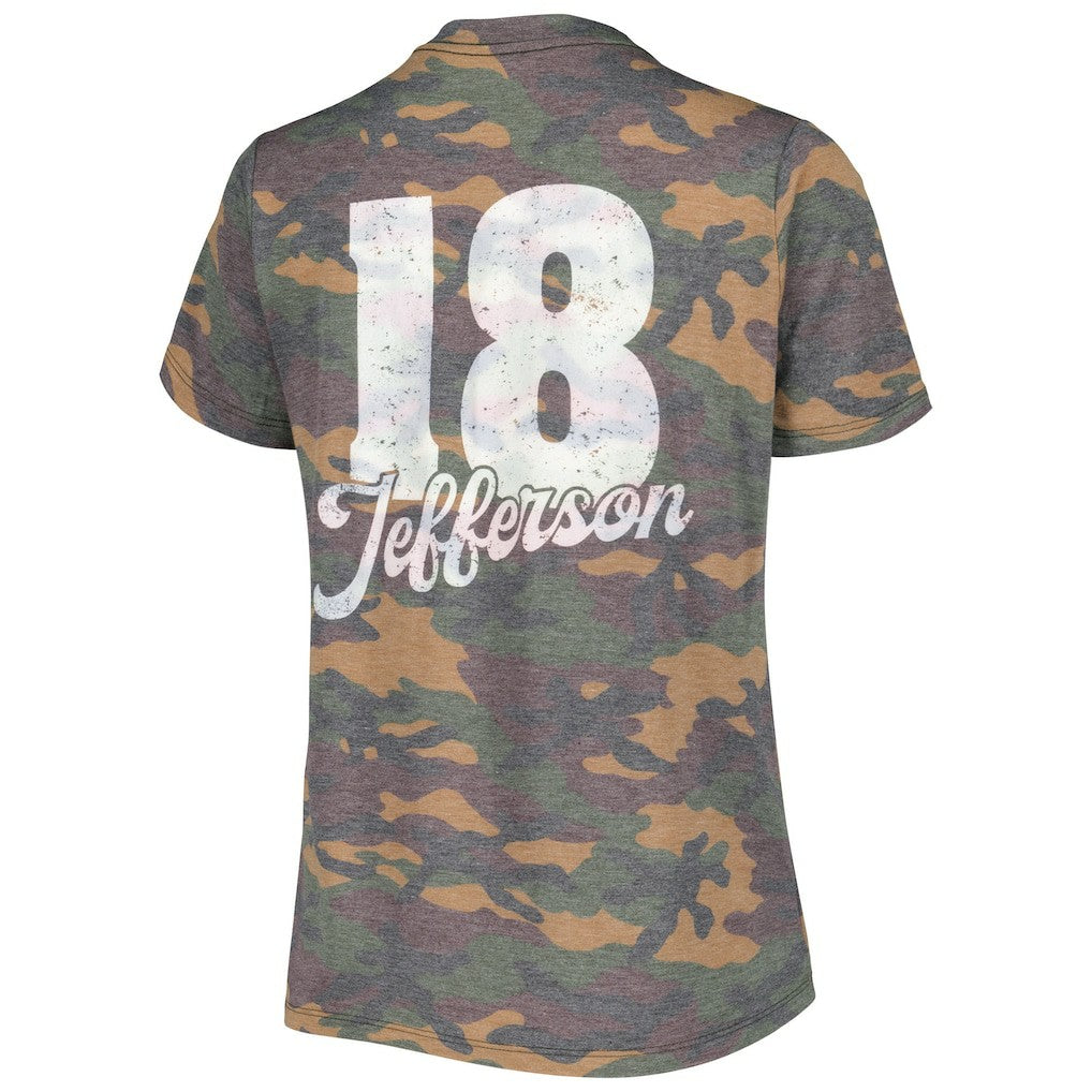 Justin Jefferson Minnesota Vikings Women's Name & Number Tri-Blend V-Neck T-Shirt - Camo - NFL