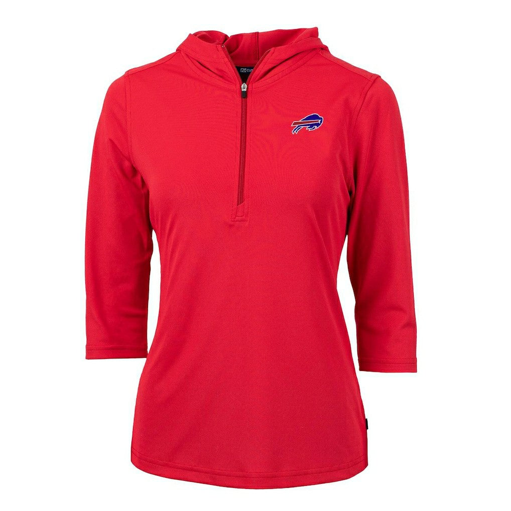 Buffalo Bills Cutter & Buck Women's Virtue Eco Pique Half-Zip 3/4 Sleeve Pullover Hoodie - Red - NFL