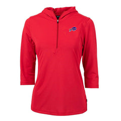 Buffalo Bills Cutter & Buck Women's Virtue Eco Pique Half-Zip 3/4 Sleeve Pullover Hoodie - Red - NFL