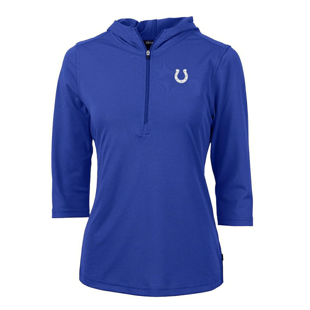 Indianapolis Colts Cutter & Buck Women's Virtue Eco Pique Half-Zip 3/4 Sleeve Pullover Hoodie - Royal - NFL