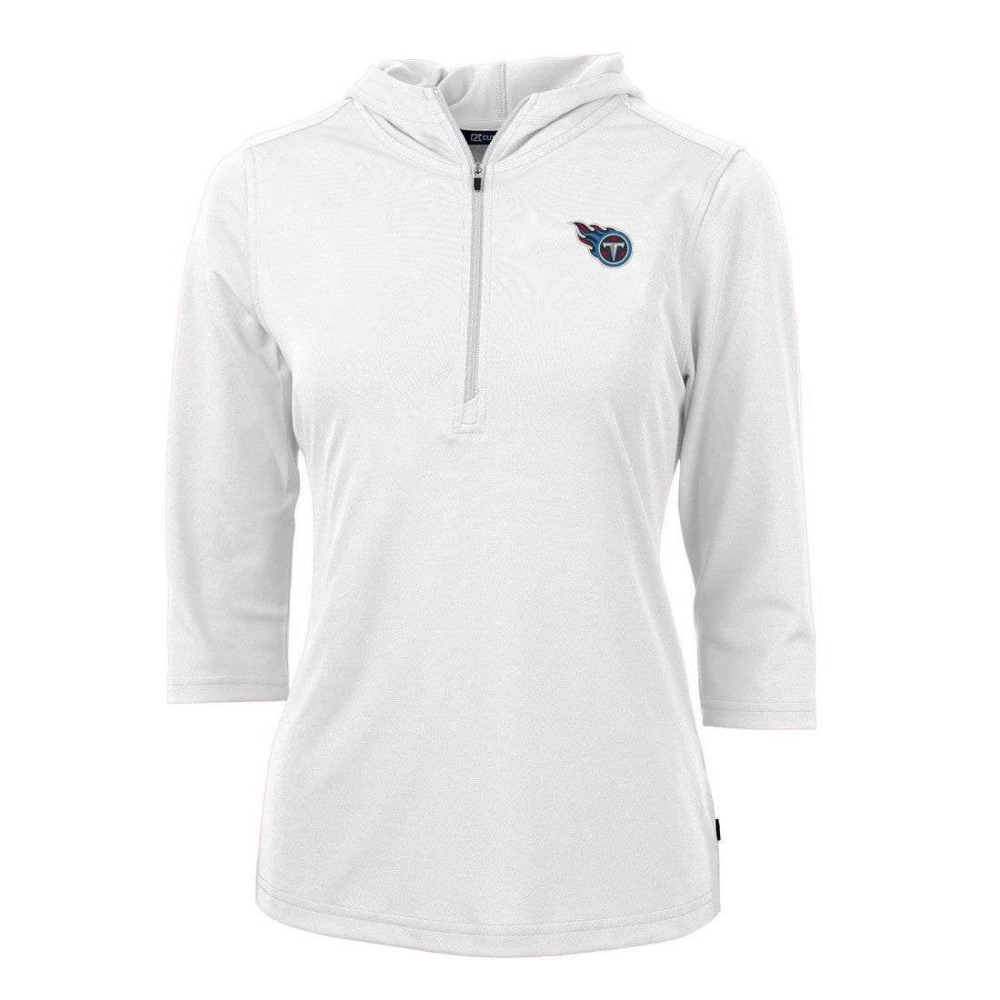 Tennessee Titans Cutter & Buck Women's Virtue Eco Pique Half-Zip 3/4 Sleeve Pullover Hoodie - White - NFL