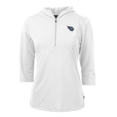 Tennessee Titans Cutter & Buck Women's Virtue Eco Pique Half-Zip 3/4 Sleeve Pullover Hoodie - White - NFL