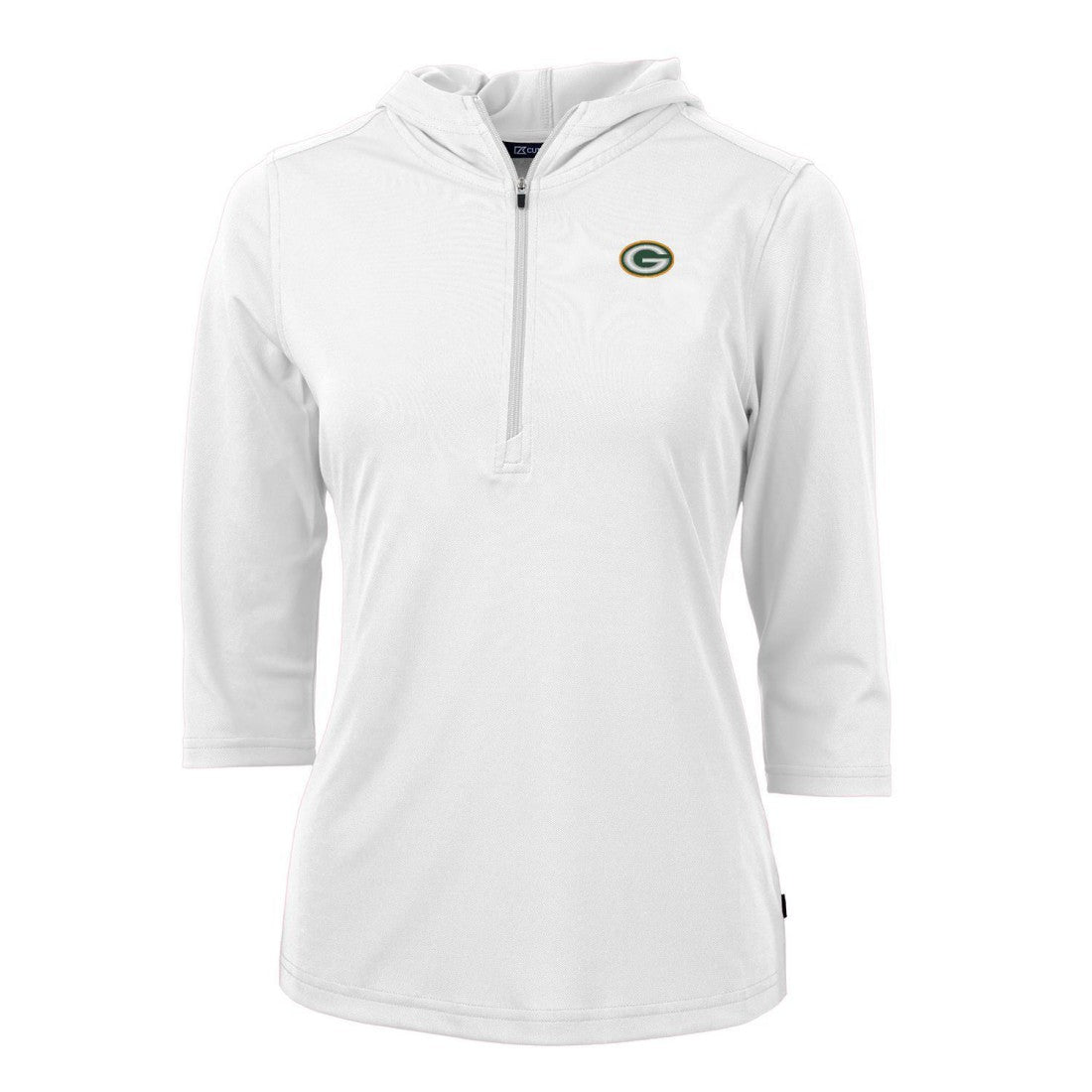Green Bay Packers Cutter & Buck Women's Virtue Eco Pique Half-Zip 3/4 Sleeve Pullover Hoodie - White - NFL