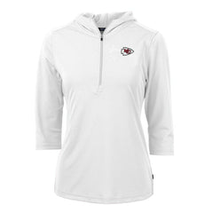 Kansas City Chiefs Cutter & Buck Women's Virtue Eco Pique Half-Zip 3/4 Sleeve Pullover Hoodie - White - NFL