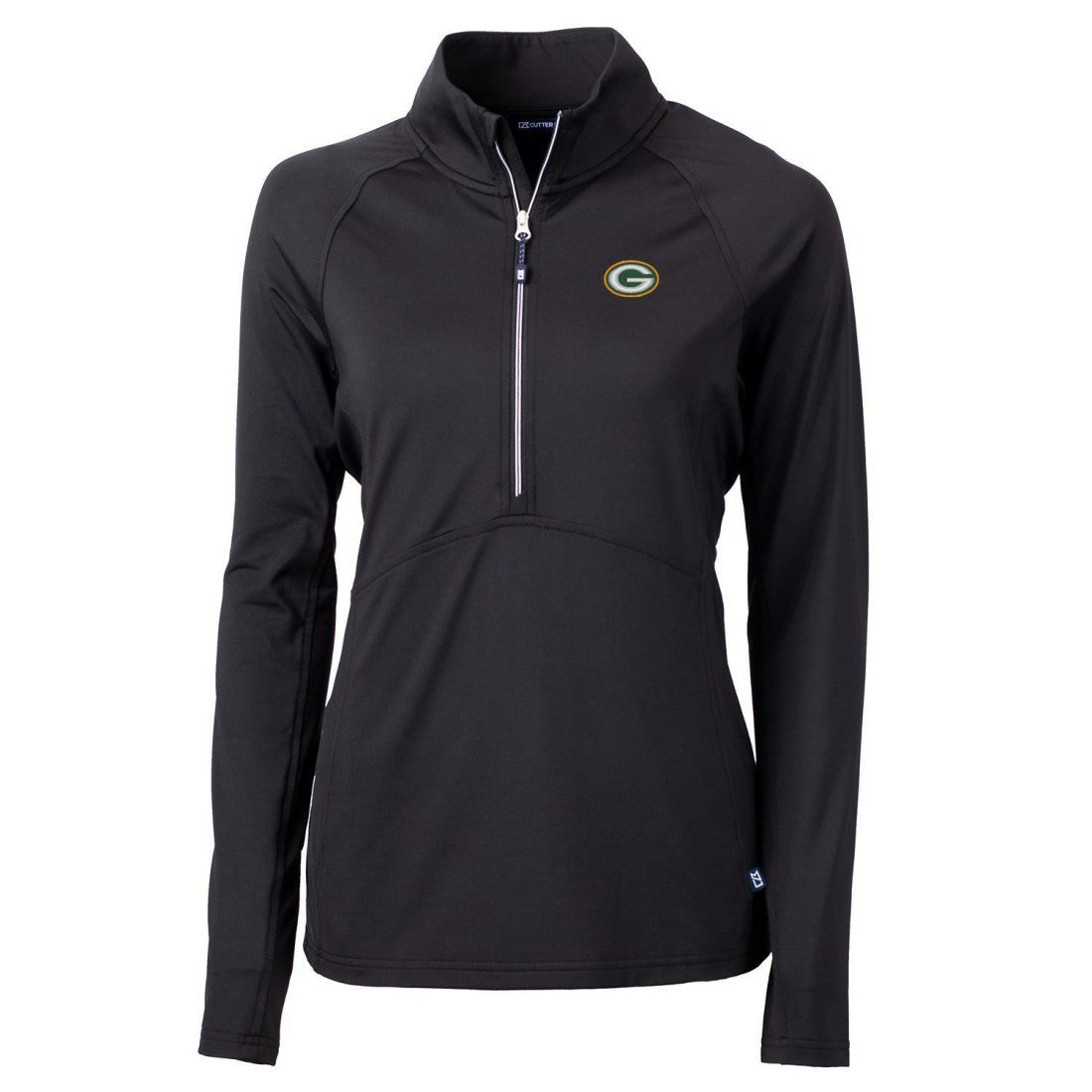 Green Bay Packers Cutter & Buck Women's Adapt Eco Knit Half-Zip Pullover Jacket - Black - NFL