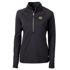 Green Bay Packers Cutter & Buck Women's Adapt Eco Knit Half-Zip Pullover Jacket - Black - NFL