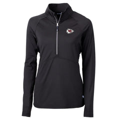 Kansas City Chiefs Cutter & Buck Women's Adapt Eco Knit Half-Zip Pullover Jacket - Black - NFL