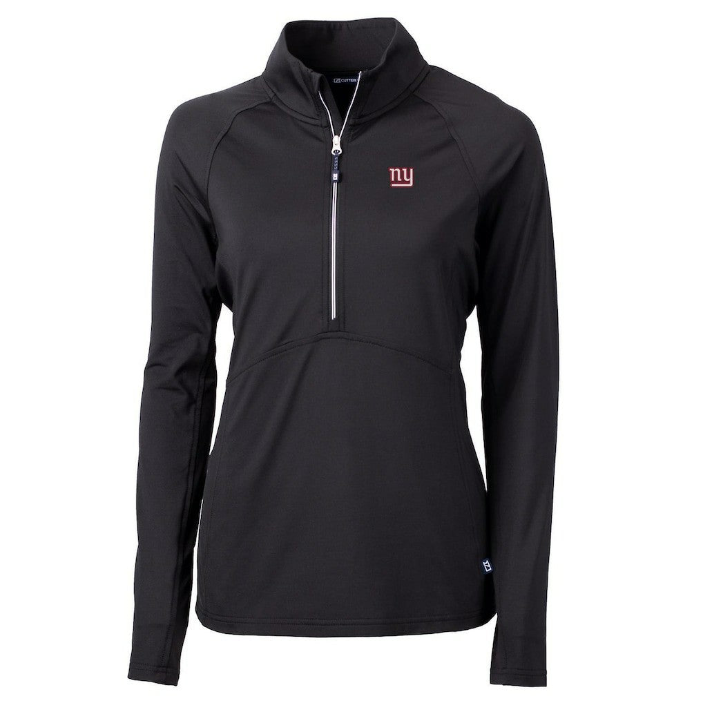 New York Giants Cutter & Buck Women's Adapt Eco Knit Half-Zip Pullover Jacket - Black - NFL