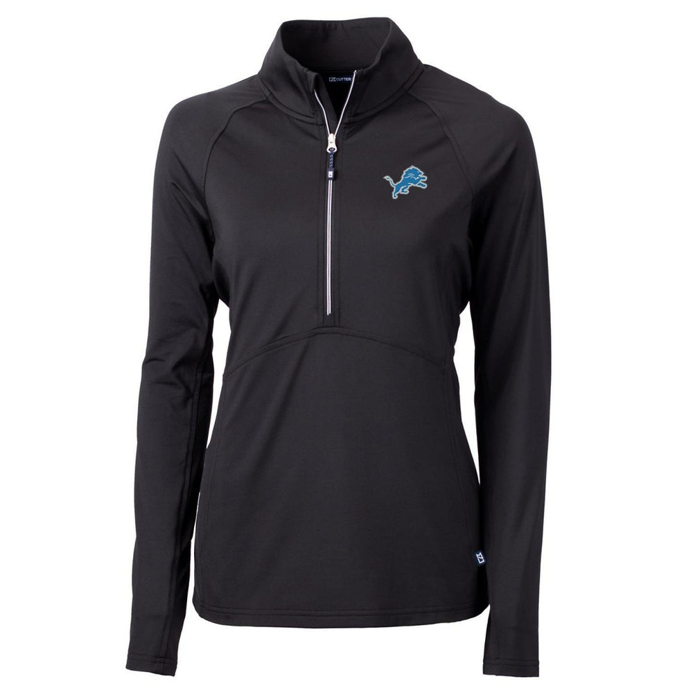 Detroit Lions Cutter & Buck Women's Adapt Eco Knit Half-Zip Pullover Jacket - Black - NFL