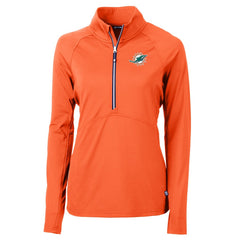 Miami Dolphins Cutter & Buck Women's Adapt Eco Knit Half-Zip Pullover Jacket - Orange - NFL