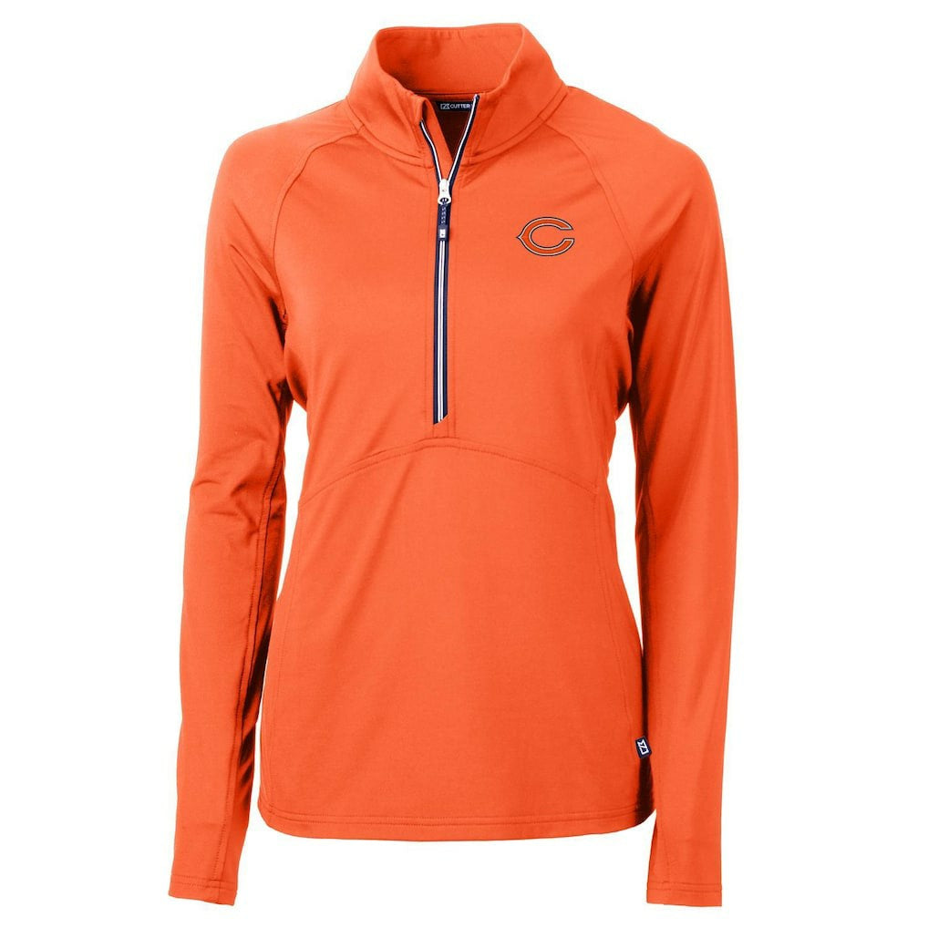 Chicago Bears Cutter & Buck Women's Adapt Eco Knit Half-Zip Pullover Jacket - Orange - NFL