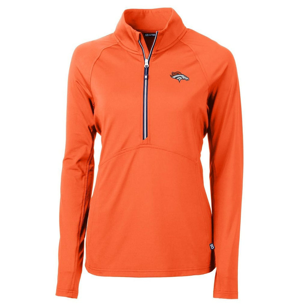 Denver Broncos Cutter & Buck Women's Adapt Eco Knit Half-Zip Pullover Jacket - Orange - NFL