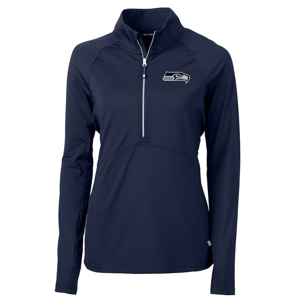 Seattle Seahawks Cutter & Buck Women's Adapt Eco Knit Half-Zip Pullover Jacket - College Navy - NFL