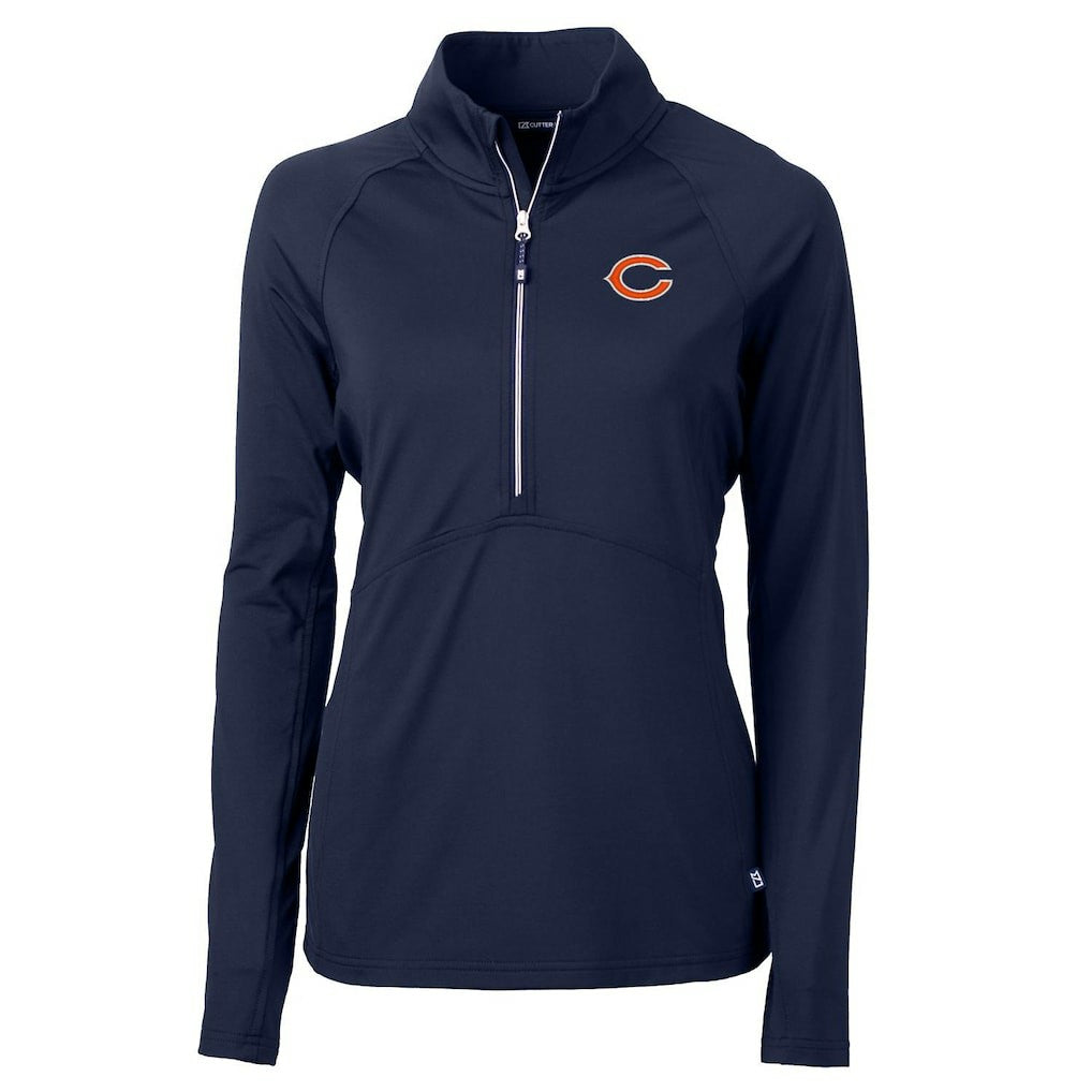Chicago Bears Cutter & Buck Women's Adapt Eco Knit Half-Zip Pullover Jacket - Navy - NFL