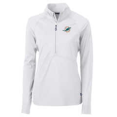 Miami Dolphins Cutter & Buck Women's Adapt Eco Knit Half-Zip Pullover Jacket - White - NFL