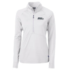 Seattle Seahawks Cutter & Buck Women's Adapt Eco Knit Half-Zip Pullover Jacket - White - NFL