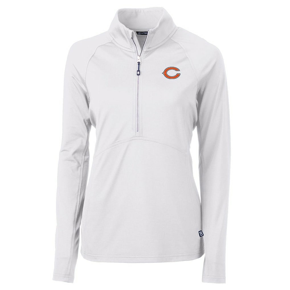 Chicago Bears Cutter & Buck Women's Adapt Eco Knit Half-Zip Pullover Jacket - White - NFL