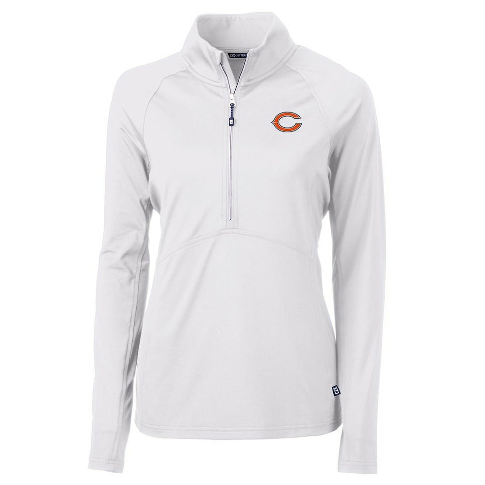 Chicago Bears Cutter & Buck Women's Adapt Eco Knit Half-Zip Pullover Jacket - White - NFL