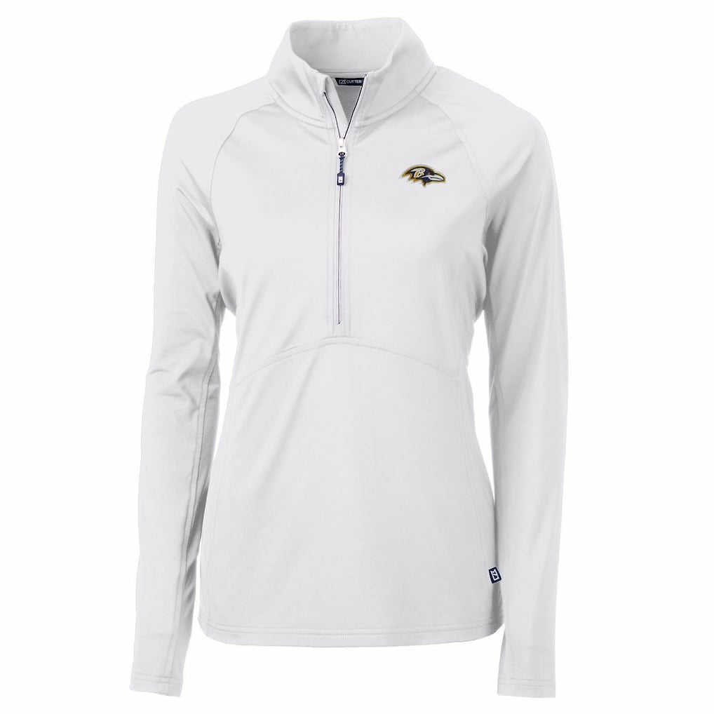 Baltimore Ravens Cutter & Buck Women's Adapt Eco Knit Half-Zip Pullover Jacket - White - NFL