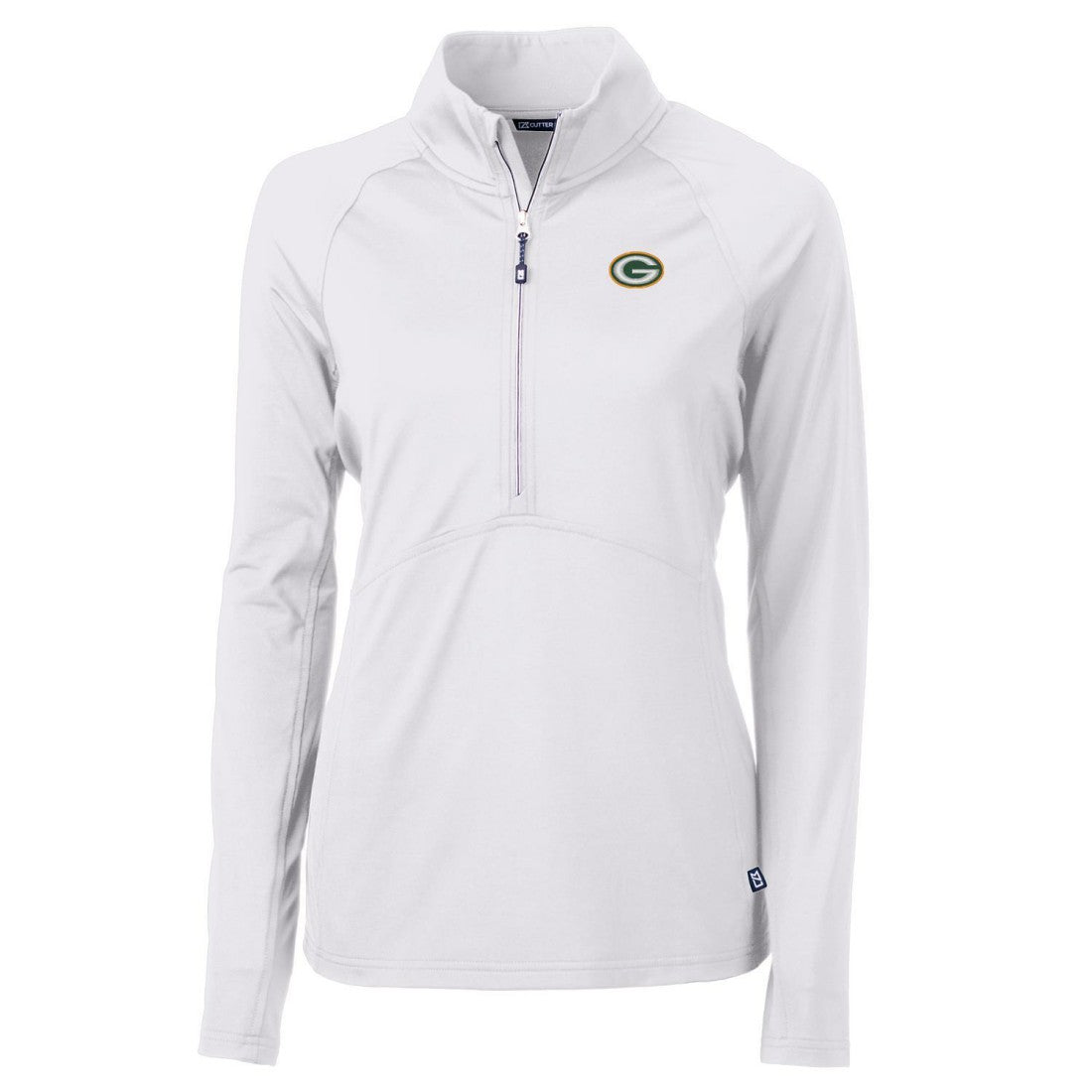 Green Bay Packers Cutter & Buck Women's Adapt Eco Knit Half-Zip Pullover Jacket - White - NFL
