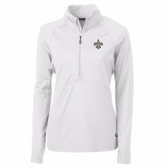 New Orleans Saints Cutter & Buck Women's Adapt Eco Knit Half-Zip Pullover Jacket - White - NFL