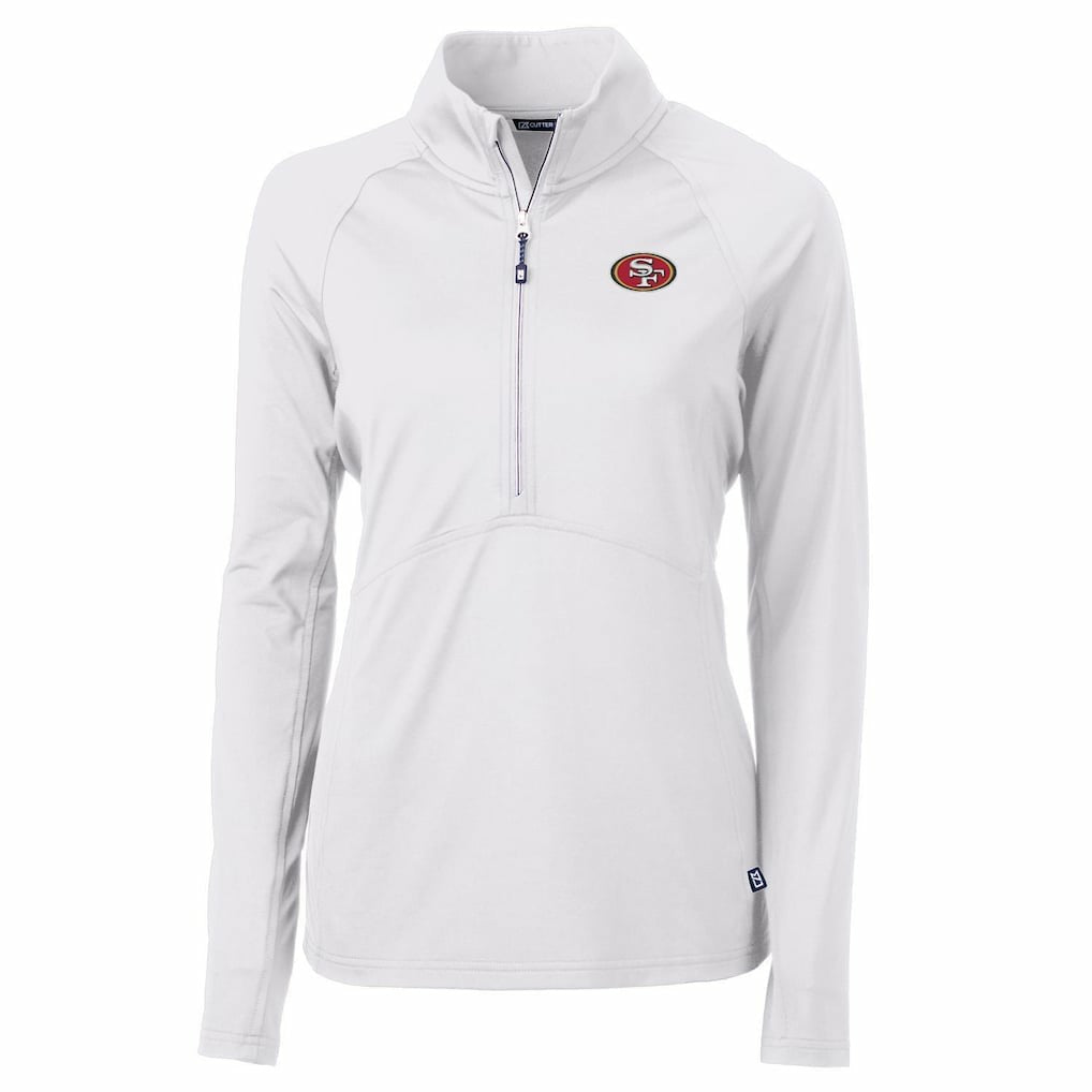 San Francisco 49ers Cutter & Buck Women's Adapt Eco Knit Half-Zip Pullover Jacket - White - NFL