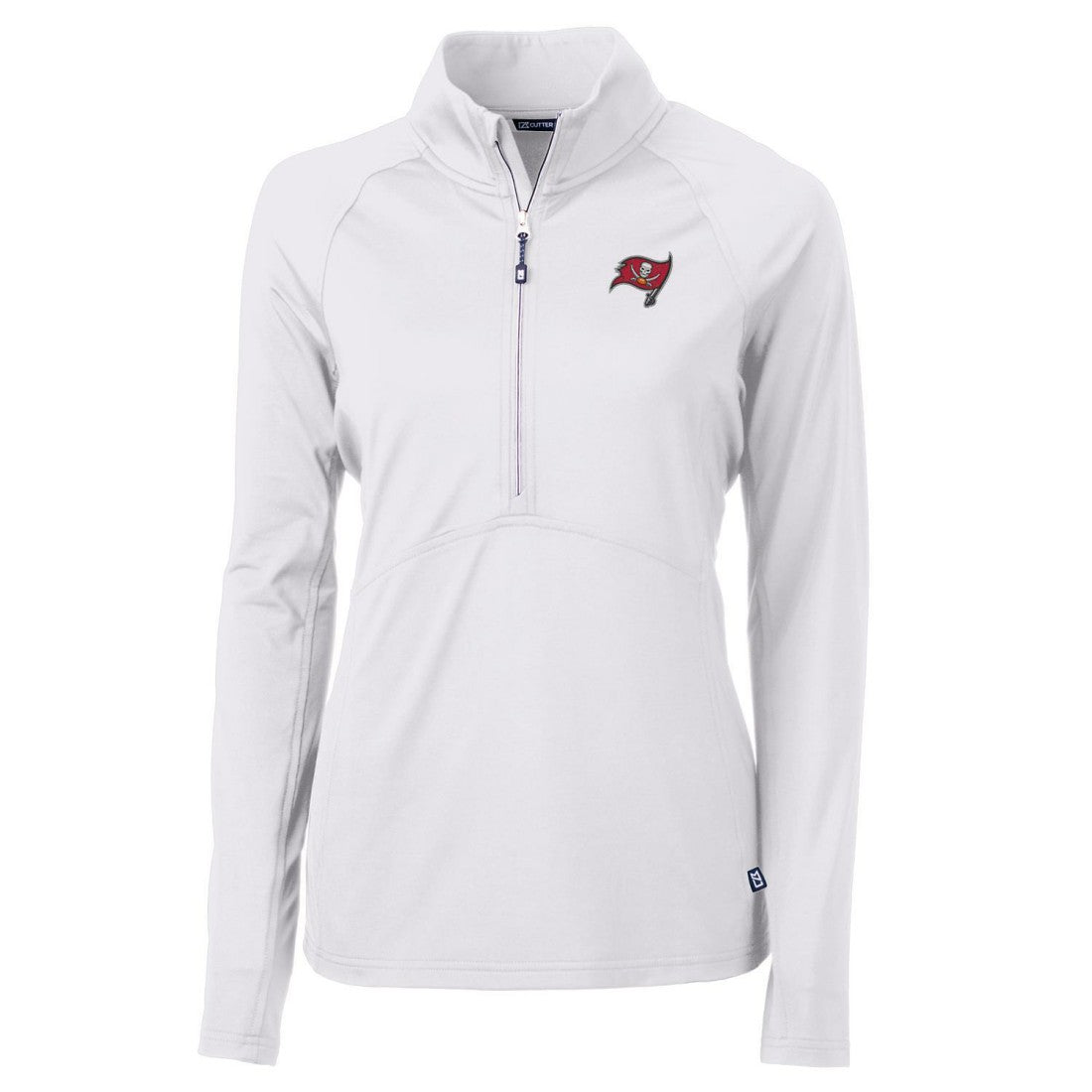 Tampa Bay Buccaneers Cutter & Buck Women's Adapt Eco Knit Half-Zip Pullover Jacket - White - NFL