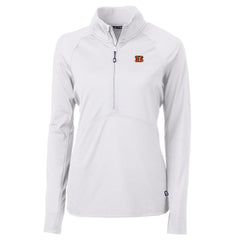 Cincinnati Bengals Cutter & Buck Women's Adapt Eco Knit Half-Zip Pullover Jacket - White - NFL