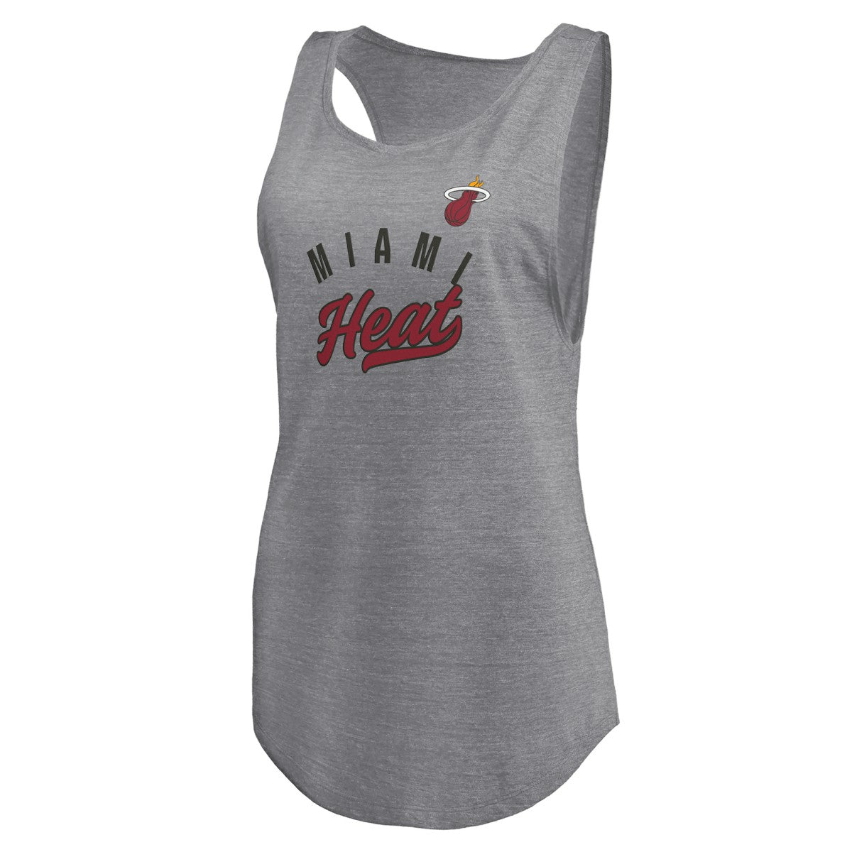 Fanatics Miami Heat Women's Quality Time Open Scoop Neck Tri-Blend Tank Top Heathered Gray