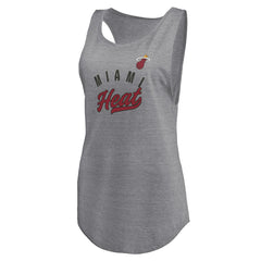 Fanatics Miami Heat Women's Quality Time Open Scoop Neck Tri-Blend Tank Top Heathered Gray
