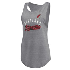 Fanatics Portland Trail Blazers Women's Quality Time Open Scoop Neck Tri-Blend Tank Top Heathered Gray