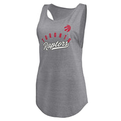 Fanatics Toronto Raptors Women's Quality Time Open Scoop Neck Tri-Blend Tank Top Heathered Gray
