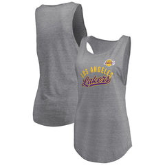 Fanatics Los Angeles Lakers Women's Quality Time Open Scoop Neck Tri-Blend Tank Top Heathered Gray