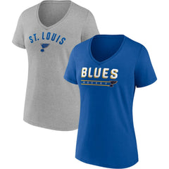 St. Louis Blues Fanatics Women's Parent 2-Pack V-Neck T-Shirt Set - Blue/Heathered Gray | Fanatics online