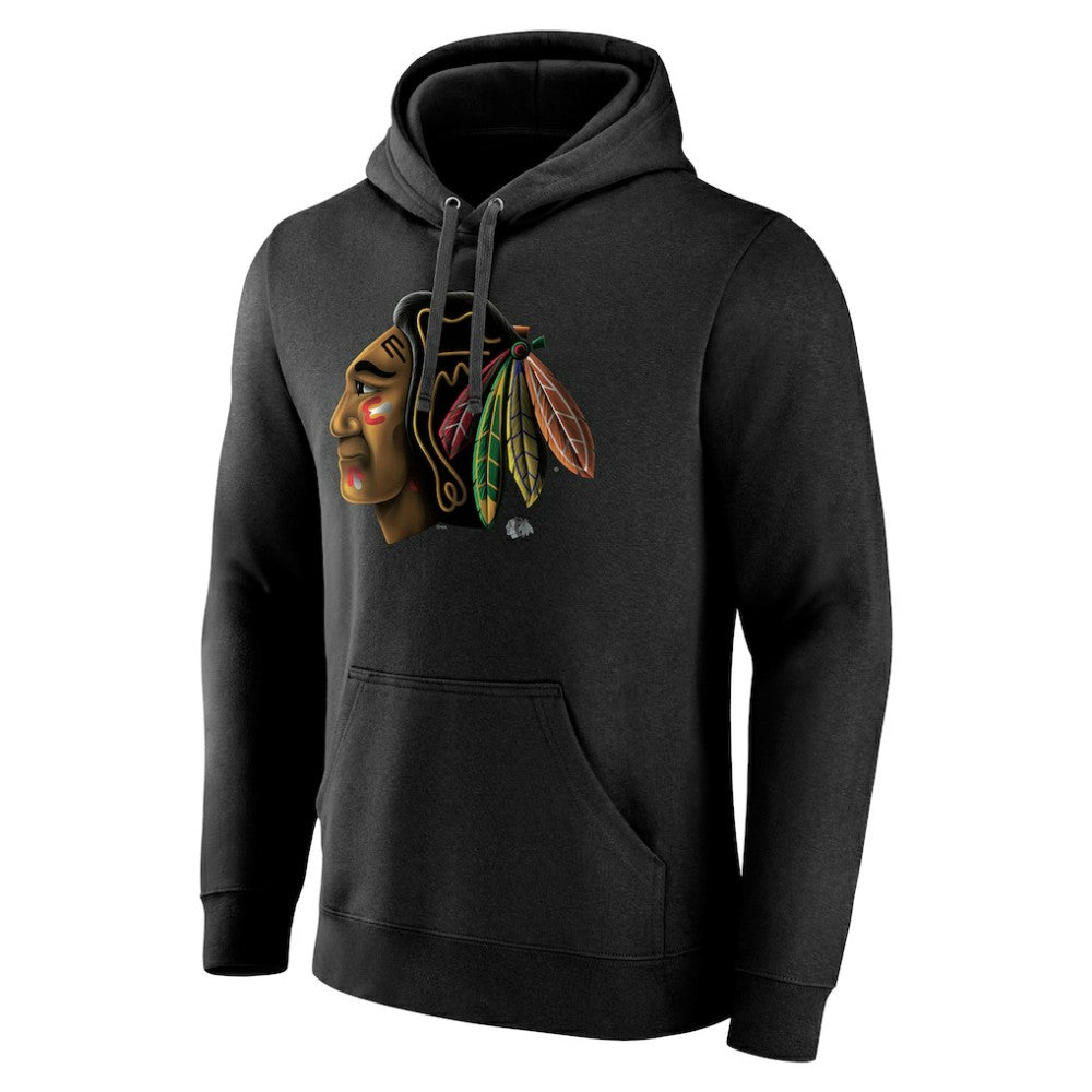 Chicago Blackhawks Personalized Midnight Mascot Logo Pullover Hoodie - Black | NHL discount