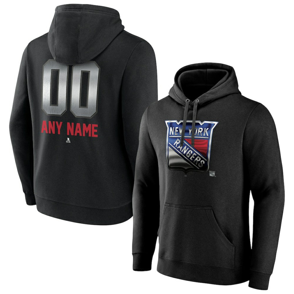 New York Rangers Personalized Midnight Mascot Logo Pullover Hoodie - Black | NHL on sale